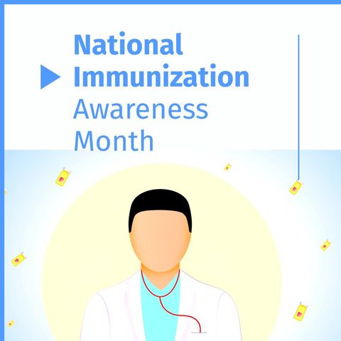 national immunization awareness campaign design with doctor and vaccine vials - Download Free Stock Templates Pikwizard.com