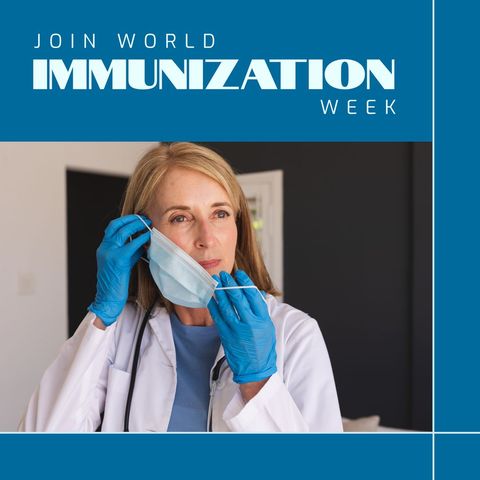 Healthcare Worker Promotes World Immunization Week Concept - Download Free Stock Templates Pikwizard.com