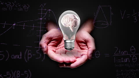 Animated Brainlight Symbolizing Idea Generation in Math and Science