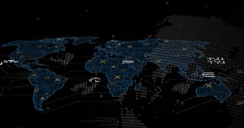 Digital Data Processing World Map with Finance Icons - Download Free Stock Images Pikwizard.com