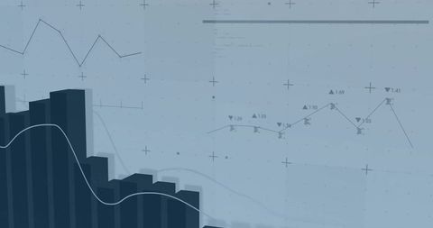 Minimal teal analytics dashboard featuring 3D bar chart, overlaid trend lines and grid