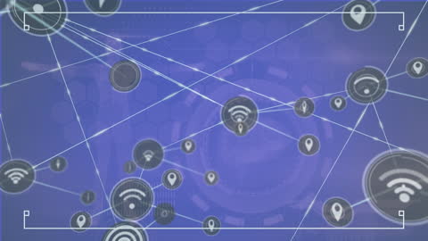Digital Network with Location and Wifi Connection Icons
