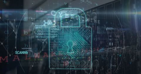 Futuristic Cybersecurity Abstract with Circuit Padlock - Download Free Stock Images Pikwizard.com