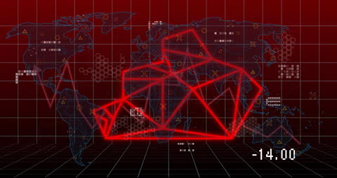 Digital Network Connections on Futuristic World Map