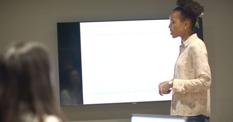 Confident Businesswoman Presenting in Meeting Room