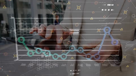 Businessman Using Tablet with Financial Data Hologram