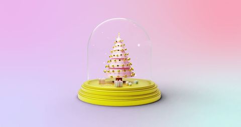 Whimsical Snow Globe with Spinning Christmas Tree Unique Design