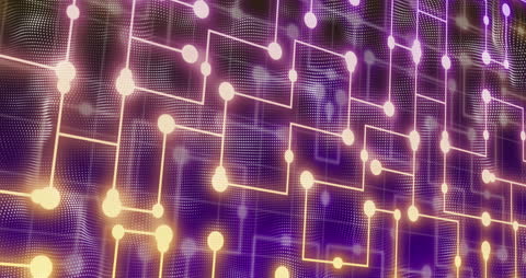 Futuristic Digital Network of Illuminated Nodes and Connections
