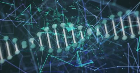 Futuristic dna and digital network integration concept