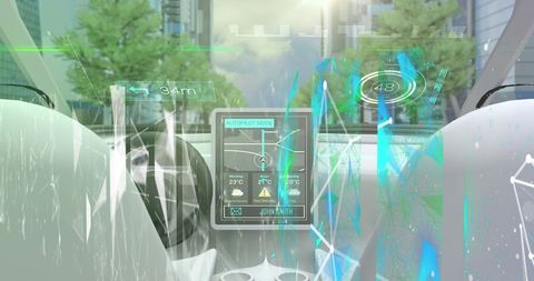 Futuristic Interface in Autonomous Vehicle Driving Scene - Download Free Stock Images Pikwizard.com