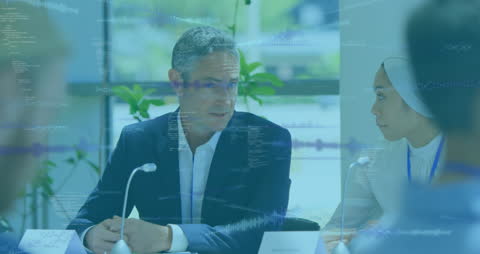 Global Data Analytics in Business Meeting with Diverse Professionals