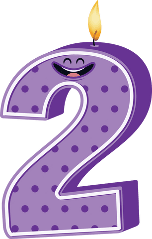purple number 2 smiley candle on transparent background - Download Free Stock Videos Pikwizard.com
