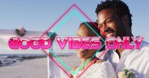 african american couple enjoying beach with positive vibes - Download Free Stock Images Pikwizard.com