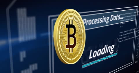 Digital Bitcoin Surrounded by Data Processing Elements