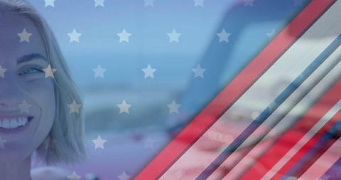 Joyful Beach Scene Reflecting American Patriotism