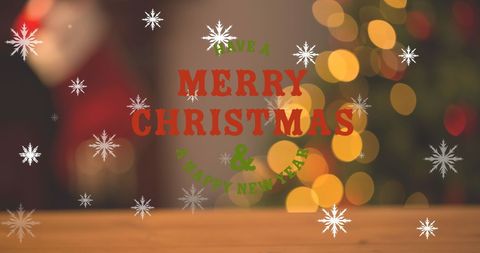 Christmas Holiday Greetings with Festive Bokeh Background