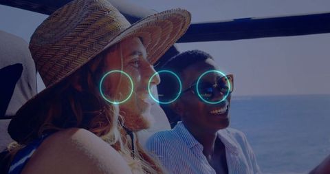 Couple Relaxing on Boat Adventure with Sea View