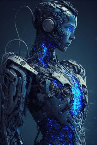 Futuristic Cyborg Woman with Blue Glowing Technology - Download Free Stock Images Pikwizard.com