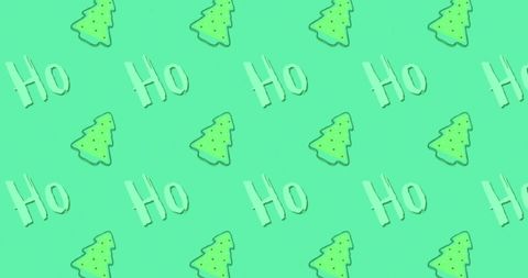 Fun Christmas Pattern with Trees and Text on Green Background