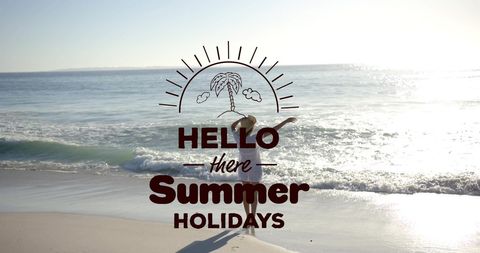 Joyous Summer Vacation on Sunny Beach with Cheerful Vibes - Download Free Stock Images Pikwizard.com