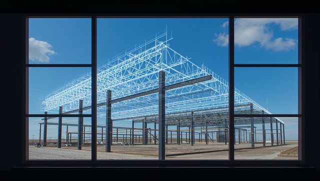 Innovative building construction with digital wireframe