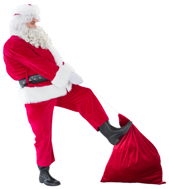 Transparent Santa Claus Lifting Red Sack Full of Gifts Isolated - Download Free Stock Videos Pikwizard.com