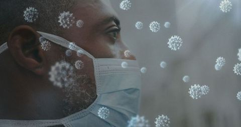 Man wearing face mask amid coronavirus pandemic concept
