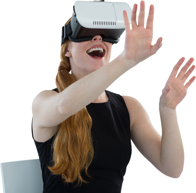 Joyful Woman With Virtual Reality Headset Engaged in Simulation - Download Free Stock Videos Pikwizard.com