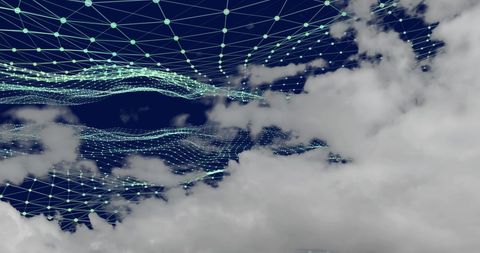 Abstract Cloudscape with Network Grid Overlay