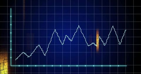 Futuristic digital data visualization on neon grid background