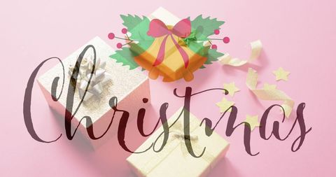 Elegant Christmas Holiday with Golden Wrapped Gifts on Pink Background - Download Free Stock Images Pikwizard.com