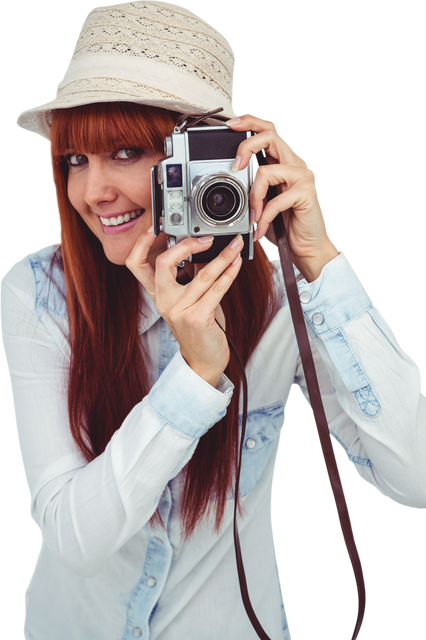 Smiling Hipster Woman Holding Camera Transparent Background - Download Free Stock Videos Pikwizard.com