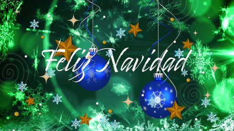 Feliz Navidad Text with Snowflakes and Christmas Ornaments