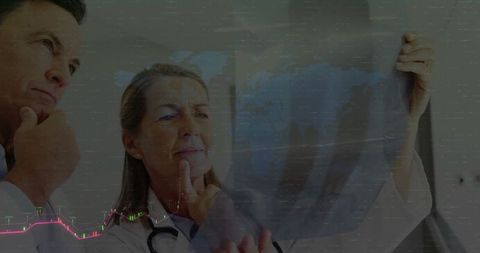 Senior Medical Professionals Analyzing X-ray Film