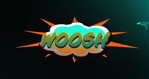 Comic Style Text Saying Woosh on Abstract Background
