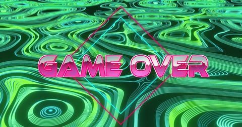 Futuristic 3D Game Over Text with Neon Genetic Teal Waves - Download Free Stock Images Pikwizard.com