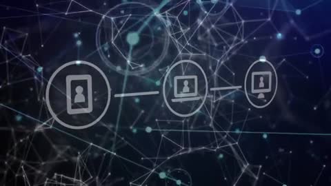 Digital Connection Concept with Network Nodes and Device Icons