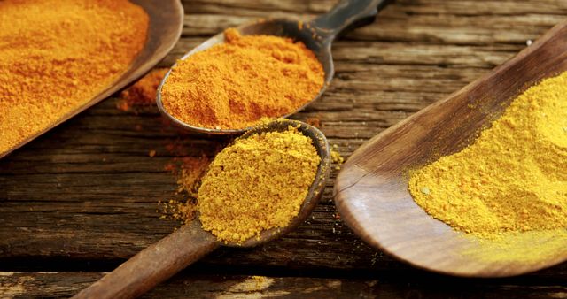 Assorted Spices in Rustic Wooden Spoons on Table - Download Free Stock Images Pikwizard.com