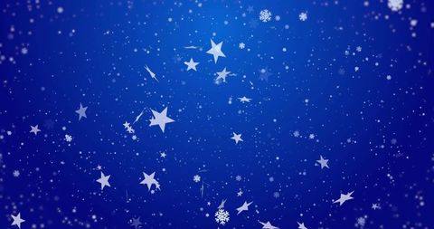 Festive Snowflakes and Stars on Blue Gradient Background