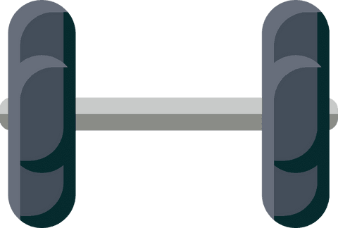 Flat Design Barbell with Weight Plates on Transparent Background