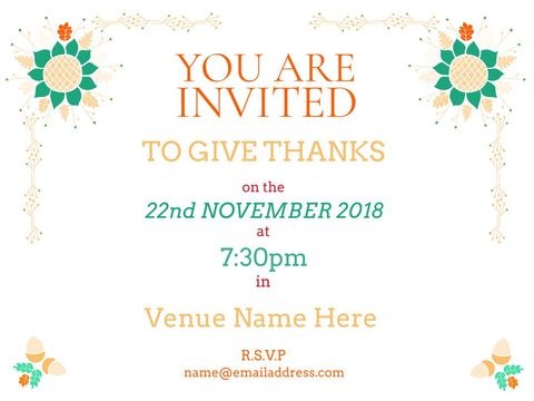 Thanksgiving Invitation with Autumnal Motifs and Festive Design - Download Free Stock Templates Pikwizard.com