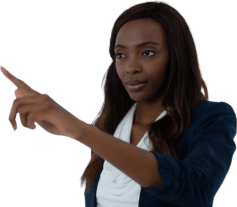 Business professional engaging with transparent interface screen