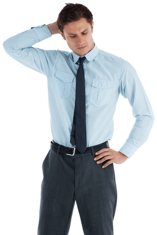 Transparent Background Businessman Lost in Thought
