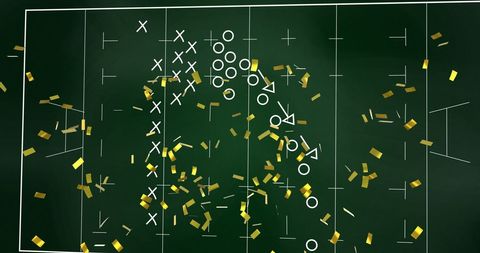 Confetti and Sports Tactics on Rugby Chalkboard