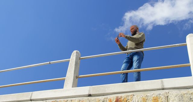 Man Enjoying Outdoor Scenery and Sunshine - Download Free Stock Images Pikwizard.com