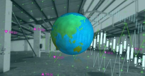 Global Financial Trends with World Map and Data Visualization