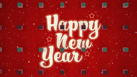 Merry Festive New Year Greeting with Animated Background