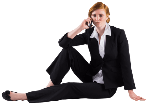 confident redhead businesswoman talking on phone, isolated transparent background - Download Free Stock Videos Pikwizard.com