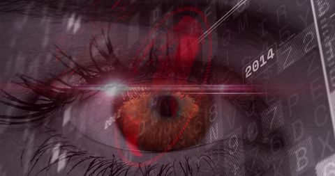 Futuristic Eye with Digital Interface and Global Elements