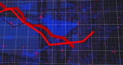 Red Line Graph with Office Abstract Network Background - Download Free Stock Images Pikwizard.com